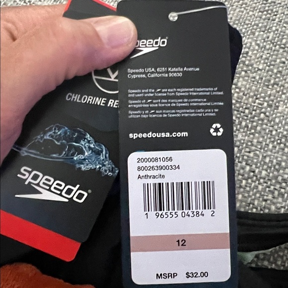 Speedo Girl's Swimsuit One Piece Closed Racerback Anthracite - Picture 3 of 8